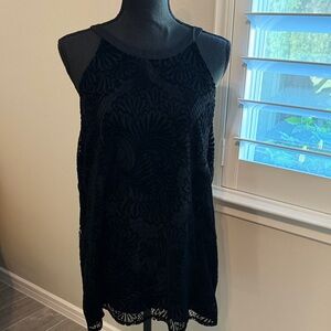 LOFT Black Lace Sleeveless Blouse